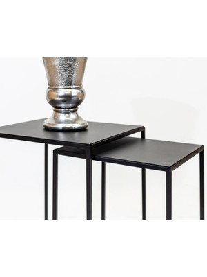 Merzana Elegant 2 Li Zigon Sehpa, Metal Zigon Sehpa