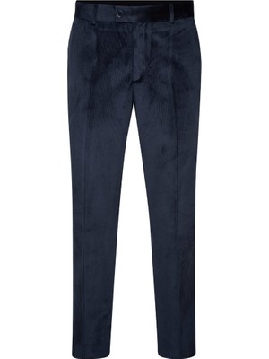 Süvari Rahat Kalıp Lacivert Kadife Pantolon