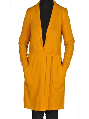 Fresh Moda Kadın Mevsimlik Sarı Kısa Hırka - Sarı