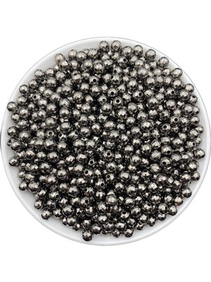 Hedef Bijuteri 6mm Füme/antrasit Renk Parlak Metalize Dünya Model ,disko Topu Takı Hobi Boncuğu (25GR,~200 Adet