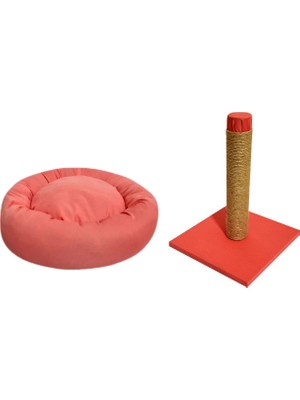 Biosand Simit Kedi Yatağı ve Tırmalama Seti Pembe
