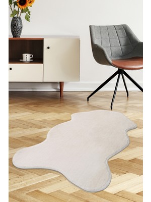 Dijidekor Dijidekor Açık Vizon-Krem Şekilli Post Dokuma Halı Peluş Yumuşacık Kaymaz Antibakteriyel 160X230