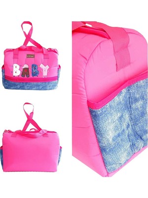 by BebekOdam Fuşya kot desenli Baby Bebek Çantası