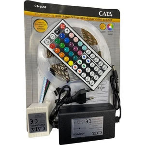 Rgb Şerit LED Seti 5 mt Rgb LED 15 Renk + Trafo + Rgb Kumanda CT-4558