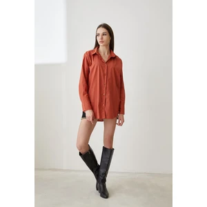 Lime Moda Oversize Gömlek-Kiremit