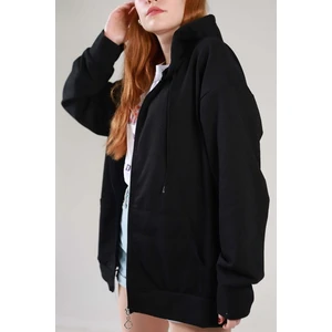 Fermuar Kapüşonlu Sweatshirt