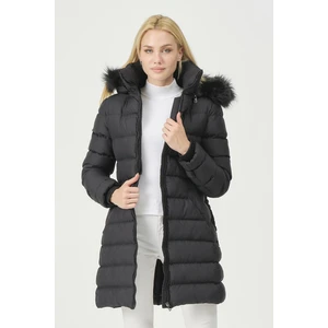 Kadın SHELIA22 Çıkabilir Kapüşonlu Kemerli Ribana Detaylı Kaban