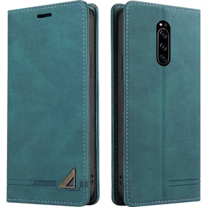 Sony Xperia 1 / Xperia Xz4 Için Premium Vintage Pu Deri Kılıf Mat Cüzdan Çevirme Standı Kapağı Mavi (Yurt Dışından)