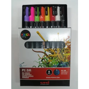 Posca Pc-3m 0.9-1.3 mm Su Bazlı Boyama Markörü Seti Ana Renkler 8 Renk