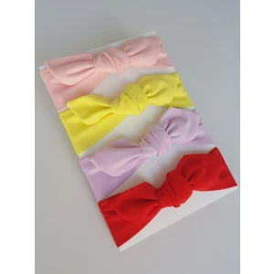 Swan Butik Kız Çocuk Bebek Bandana Toka Seti 4'lü Pudra Pembe , Lila Kırmızı Sarı