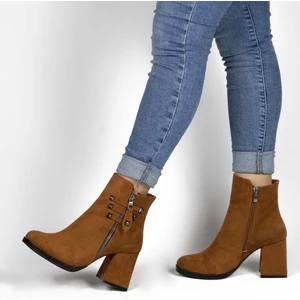 Mix Brand Kadın Süet Kalın Topuk Kısa Bot-Bootie