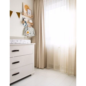 Ran Perde Tül Perde Düz Dökümlü Modern Tül Perde - Bej - Pileli