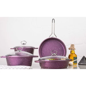 Lisa Döküm Granit 7 Parça Tencere Set Mor