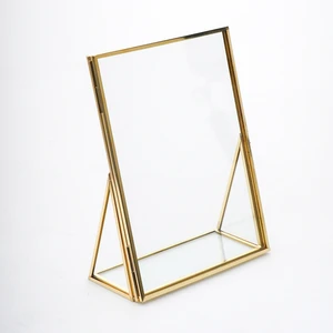 20x15 Masaüstü Fotoğraf Resim Çerçevesi Cam Pirinç Gold Dekoratif El Yapımı