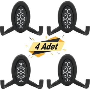 BADEM10 Seçil Vestiyer Duvar Askısı Dolap Elbise Askılığı Siyah Askı (4 Adet)