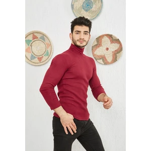 Erkek Bordo Balıkçı Yaka Boğazlı Kazak