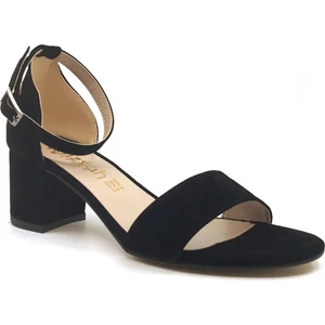 Ayakkabımood Gizzah Siyah Süet 5cm Kadın Tek Bant Topuklu Ayakkabı