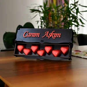 Sweet Boxs Sevgiliye Ahşap Canım Aşkım Yazılı Kalpli Çikolata Kutu