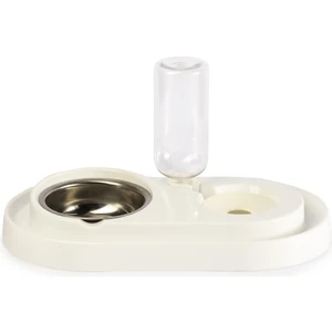 Miapet Hazneli Çelik Taslı Kedi-Köpek Mama ve Su Kabı Seti 500 ml Beyaz