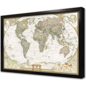 Dünya Haritası Çerçeveli Cam Tablo