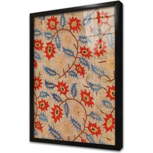 Osmanlı Etnik Kumaş Desenleri Çerçeveli Cam Tablo