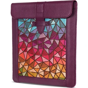 Hakiki Deri ve Dokuma Kumaş Tablet Kılıfı iPad Pro 11" Inc - Mor