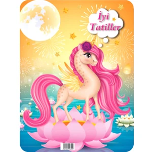 Unicorn Tek Boynuzlu At Görselli Anaokulu Için Kuşe Kağıt Dikey Karne Kabı 1 Paket