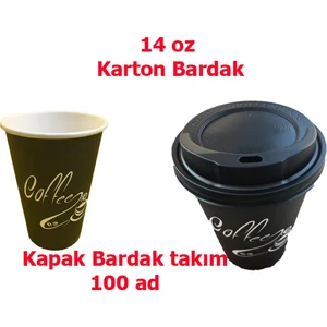 14 Oz Karton Bardak 100'LÜ +Kapak (Sıcak Içecek) Set