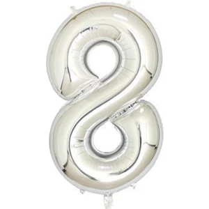 Gümüş Renk 8 Rakam Folyo Balon 16 Inç 40 cm