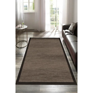 Decomia Home Dijital Baskılı Kaymaz Taban Yıkanabilir Koyu Çerçeveli Noktalı Kahverengi HALI-YOLLUK-D7050