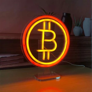 Honey Concept Bitcoin Logo Neon LED Dekoratif Masa ve Gece Lambası