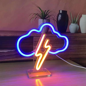 Honey Concept Bulut ve Şimşek Neon LED Dekoratif Masa ve Gece Lambası