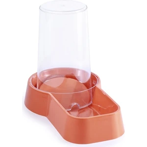 Hazneli Plastik Kedi-Köpek Mama ve Su Kabı 1,5 Lt Kare Turuncu