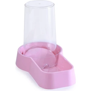 Hazneli Plastik Kedi-Köpek Mama ve Su Kabı 1,5 Lt Kare Açık Pembe