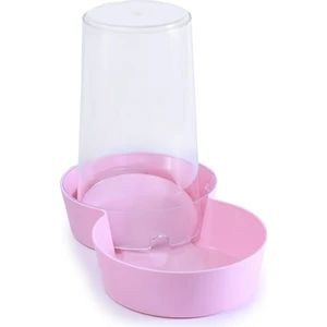Hazneli Plastik Kedi-Köpek Mama ve Su Kabı 1,5 Lt Yuvarlak Açık Pembe
