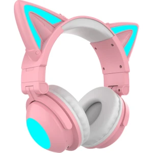 LED Işıklı Kedi Kulak Bluetooth Wireless Kulaklık 5.0 LED Işıklı Kedili Şık Kulaküstü Kulaklık Kız Çocuk Raydolu Fm (Yurt Dışından)