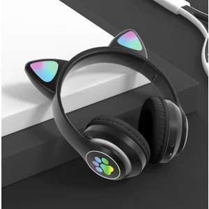 LED Işıklı Kedi Kulak Bluetooth Wireless Kulaklık 5.0 LED Işıklı Kedili Şık Kulaküstü Kulaklık Kız Çocuk Raydolu Fm (Yurt Dışından)