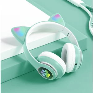 LED Işıklı Kedi Kulak Bluetooth Wireless Kulaklık 5.0 LED Işıklı Kedili Şık Kulaküstü Kulaklık Kız Çocuk Raydolu Fm (Yurt Dışından)
