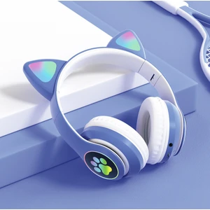 LED Işıklı Kedi Kulak Bluetooth Wireless Kulaklık 5.0 LED Işıklı Kedili Şık Kulaküstü Kulaklık Kız Çocuk Raydolu Fm (Yurt Dışından)