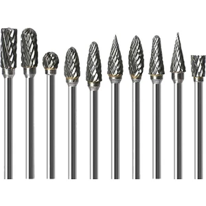 10 Adet 1/8" Şaft Tungsten Karbür Freze Döner Takım Çapak Çıft Elmas Kesim Döner Dremel Araçları Elektrikli Taşlama (Yurt Dışından)