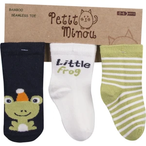 Petit Minou Erkek Bebek 3'lü Little Frog Soket Çorap