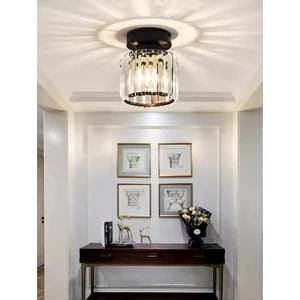 Luxury Plafonyer Kristal Taşlı Avize Hol Avize Siyah 200MM Yükseklik