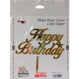 Happy Birthday Yazılı Aynalı Pleksi Altın