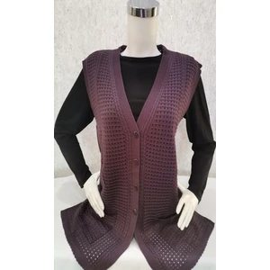 Fresh Moda Kadın Mor Merserize Yelek - Mor