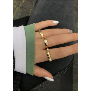 Kadın 3'lü Gold Yüzük Seti