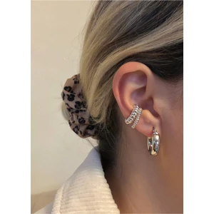 Kadın Gümüş Renk 2'li Vintage Cuff (Kıkırdak Küpe)