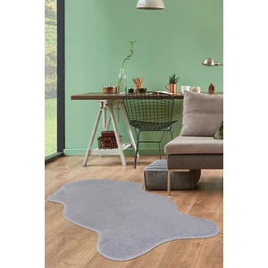 Dijidekor Açık Gri Şekilli Post Dokuma Halı Peluş Yumuşacık Kaymaz Antibakteriyel 70X100