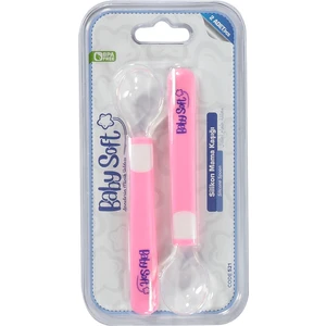 2'li Silikon Mama Kaşığı Pembe