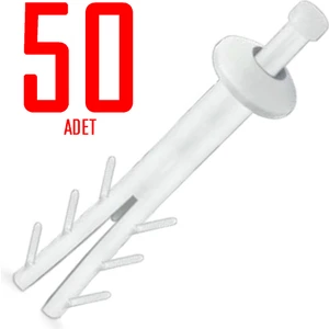 Pratik Plastik Çivili Korniş Dübeli Del Çak Dübeli 50 Adet