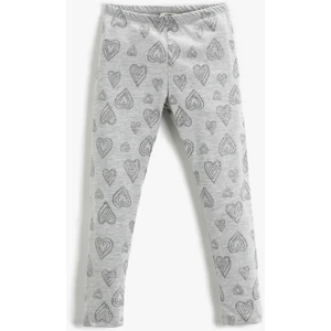 Kalp Baskılı Uzun Tayt Simli